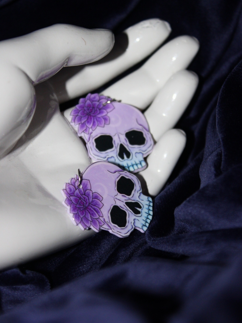 Purple Skull Flower Earrings - Women Jewelry